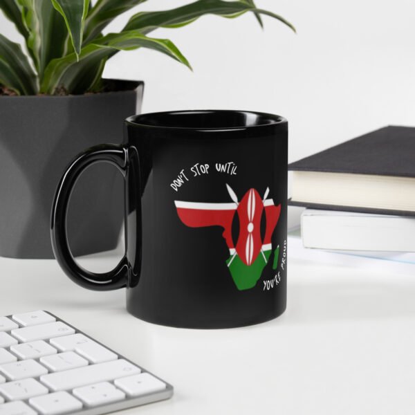 Black Glossy Kenya Flag Mug - Image 4