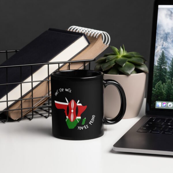 Black Glossy Kenya Flag Mug - Image 2